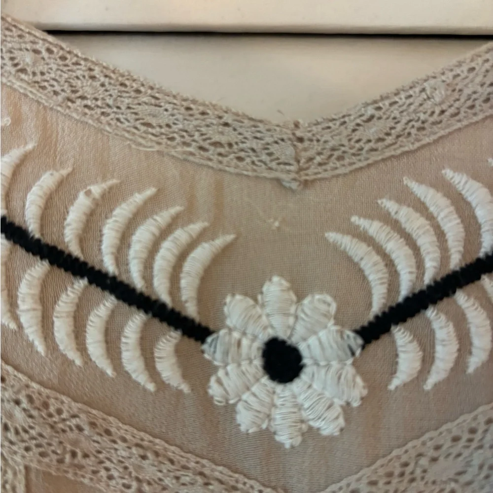 Maeve Beige Embroidered Slip Dress - Picture 6 of 13